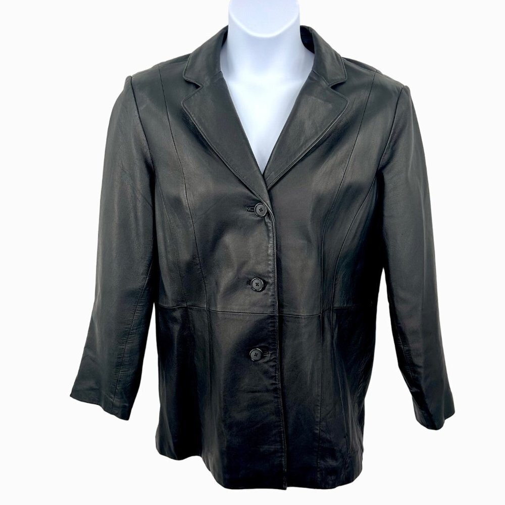 SUPER SOFT MERONA BLACK LEATHER JACKET XL - Picture 1 of 3